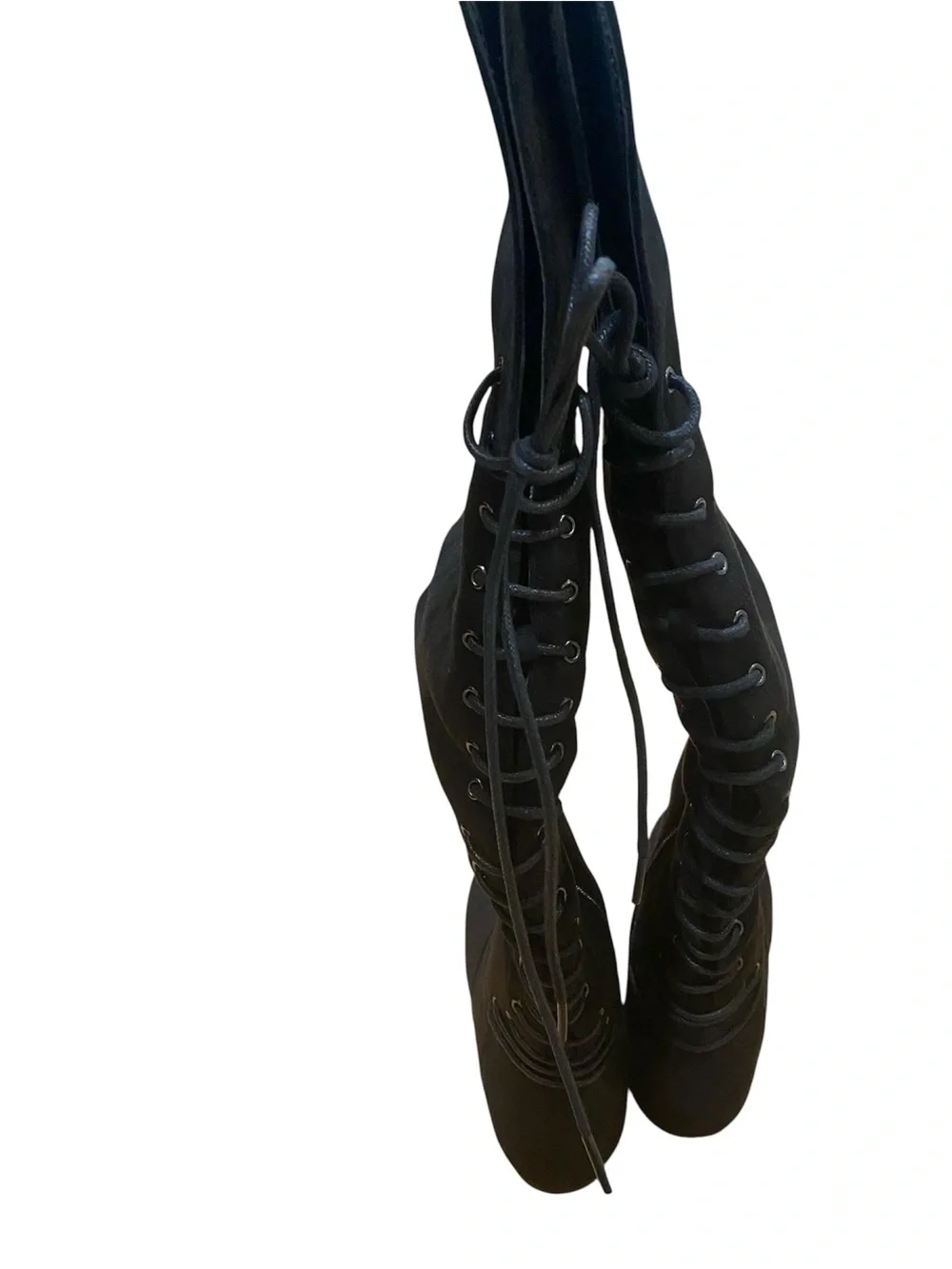 Top Moda Over The Knee Faux Suede Lace Up Boots